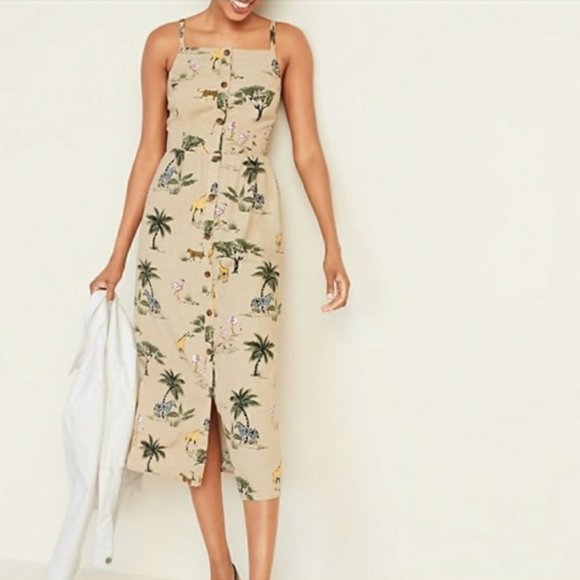 Old Navy Dresses & Skirts - Old Navy Safari Print Midi Dress NWOT